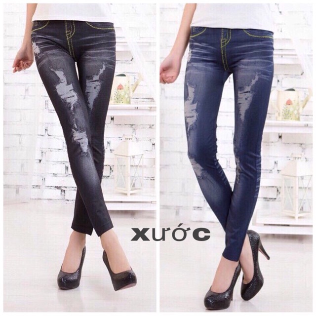 QUẦN LEGGING GIẢ JEAN IN(lướt qua xem thêm mẫu và hình thật)