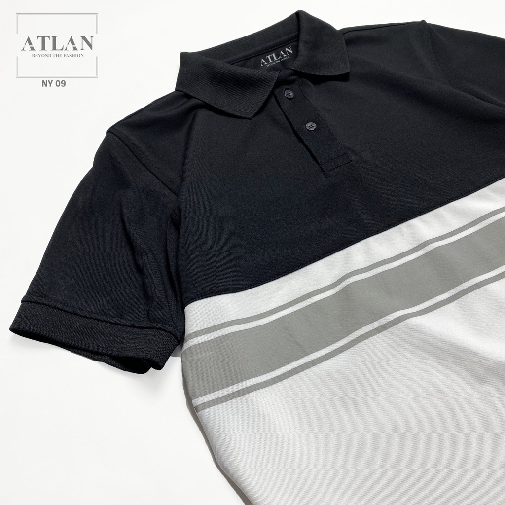Áo Ngắn Tay Có Cổ 💖 𝘍𝘳𝘦𝘦𝘴𝘩𝘪𝘱 💖 Áo Polo Nam Đen Phối Trắng Sọc Xám - NY12 | BigBuy360 - bigbuy360.vn