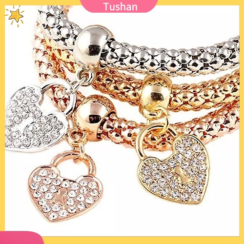 Bộ 3 vòng đeo tay co dãn gắn đá thời trang cho nữ