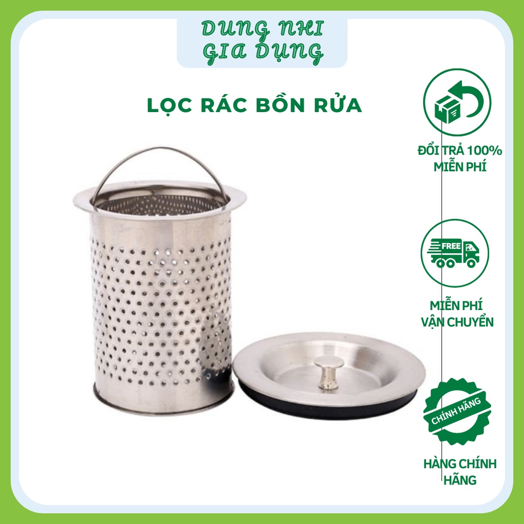 Lọc rác lồng sâu chất liệu Inox  Giỏ lọc rác bồn rửa chén bát có đắp đậy