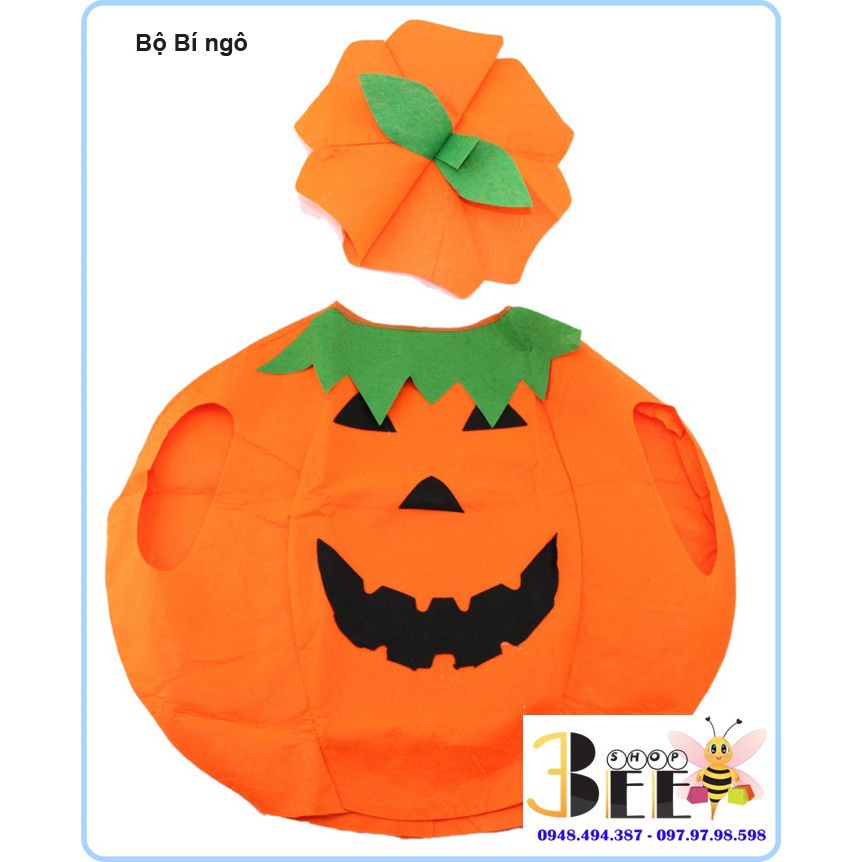 Bộ hóa trang bí ngô ngộ nghĩnh cho bé chơi Halloween từ 3-7 tuổi