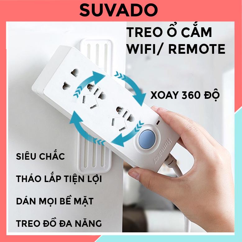Miếng Dán Tường Treo Ổ Cắm Điện, Treo cục phát wifi, remote Thanh Giữ Ổ Điện Xoay 360 chịu lực Độ tháo lắp F443 SUVADO