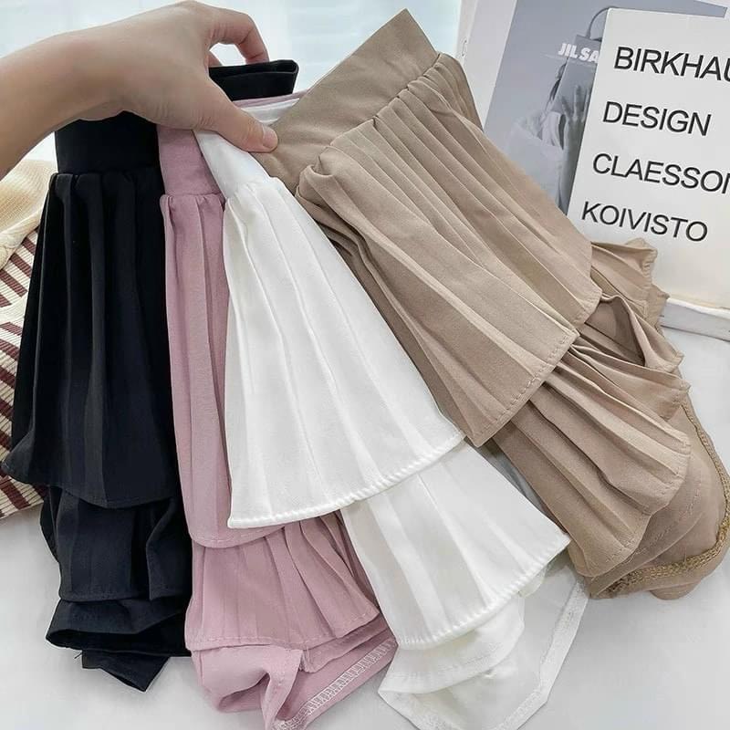 Chân váy ngắn xếp ly tiểu thư, chân váy xòe 2 tầng xếp ly thời trang