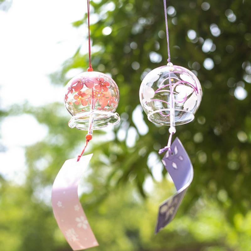 Chuông gió Furin thủy tinh pha lê trơn không họa tiết trong suốt quà tặng trang trí xinh xắn