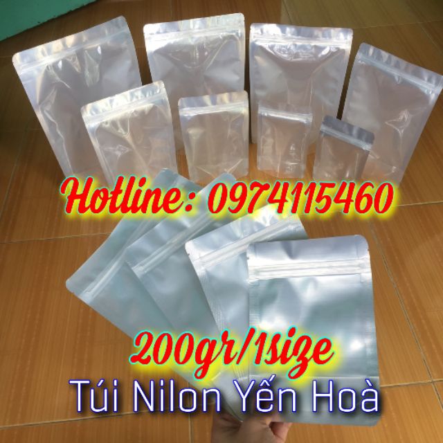 200gr túi zip mặt bạc mặt trong đáy đứng (size tùy chọn 1KG GIÁ 78K)