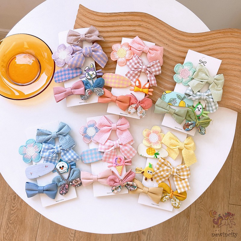 Set Kẹp Tóc Nơ Màu Sắc Ngọt Ngào Phong Cách Hàn Quốc Dành Cho Bé Gái