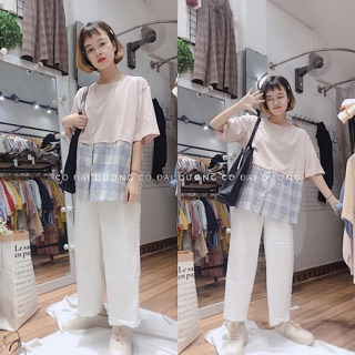 Áo pull pha kẻ