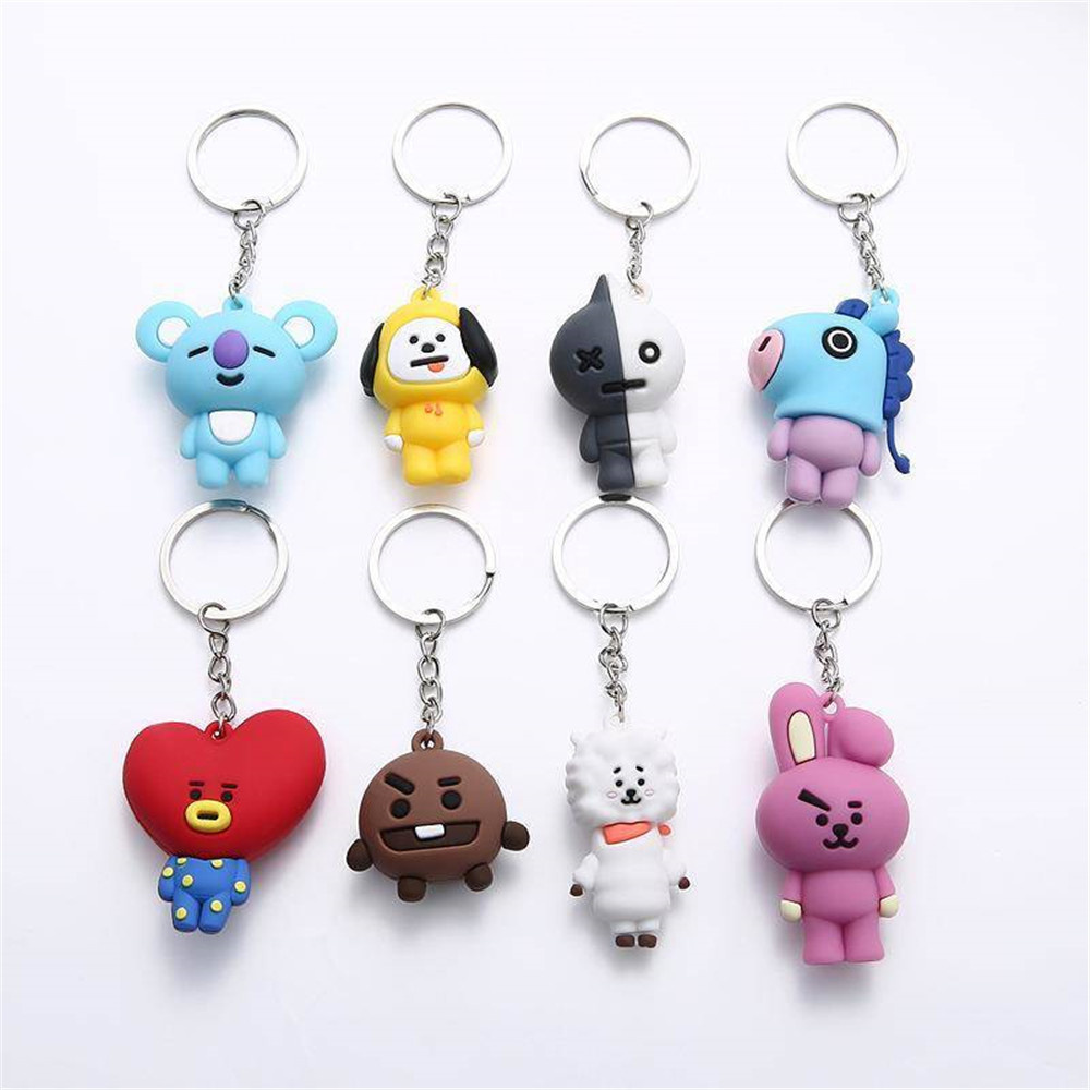ROSE Stylish Key Ring Cartoon K-Pop Keychain Portable 3D Silicon Korean Multi-function Bangtan Boys
