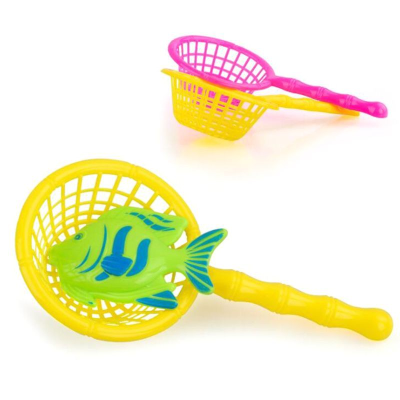 Vợt Lưới Bắt Cá Bằng Nhựa 16.5cm Có Tay Cầm Tiện Dụng Cho Bé Màu Sắc