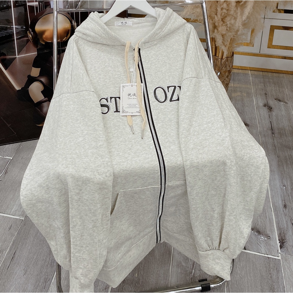 Khoác Nỉ Nam Nữ Mũ Rộng Form To Chữ YST Mũ 2 Lớp Unisex Tay Bồng Basic