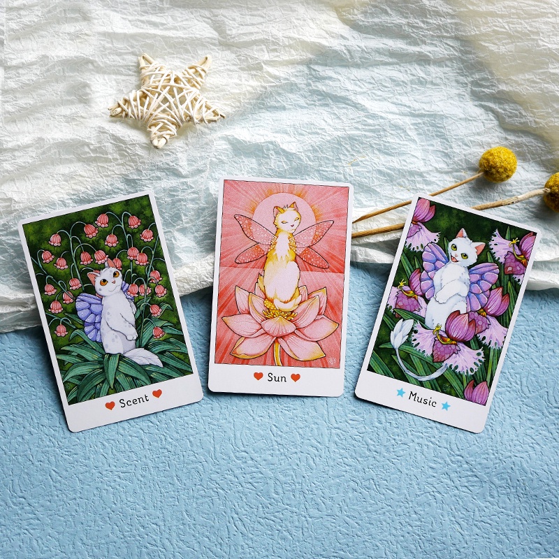 Affirmations of the Fairy Cats Oracle Tarot Card Games Bộ Thẻ Bài Tarot In Hình Mèo Thần Tiên Dễ Thương