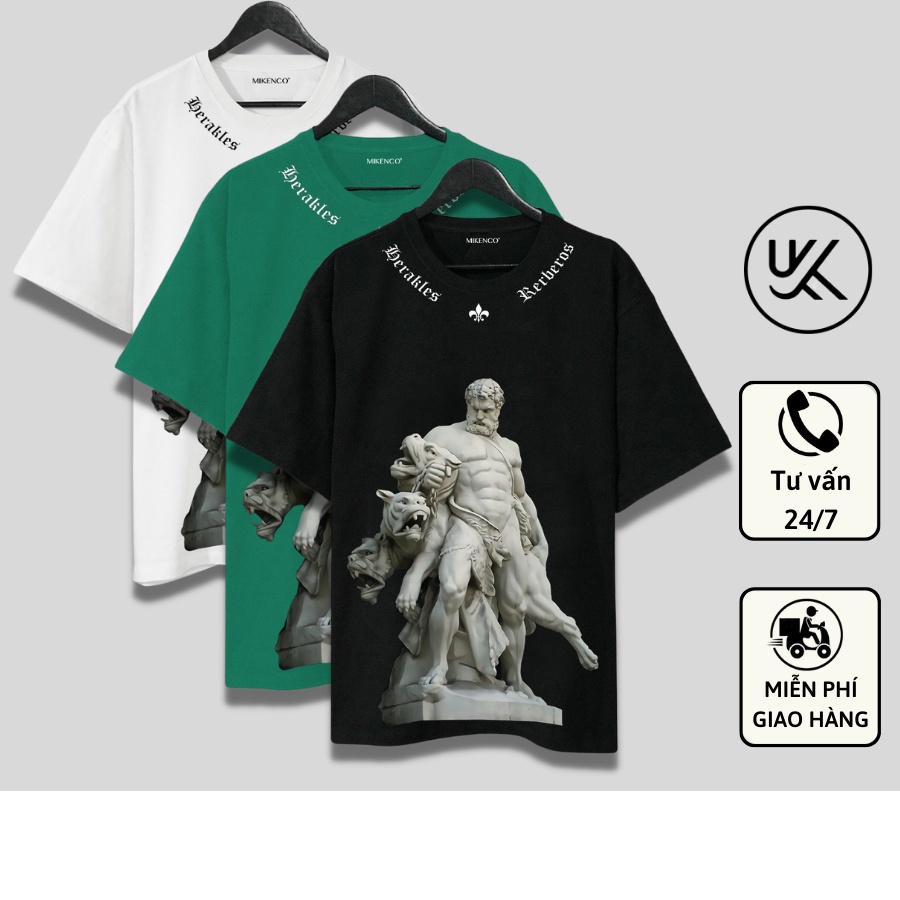 Áo Thun Tay Lỡ MIKENCO HERAKLES AND CERBERUS, áo phông unisex Form rộng oversize, chất liệu Cotton. KKIM Shop