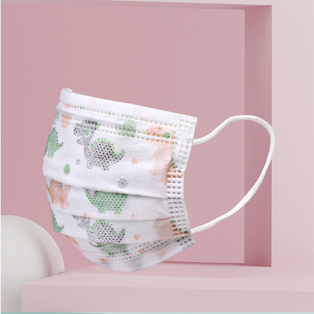 Set 50/20 Khẩu Trang 3 Lớp Chống Bụi Sử Dụng Một Lần In Hoạ Tiết Khủng Long Cho Bé