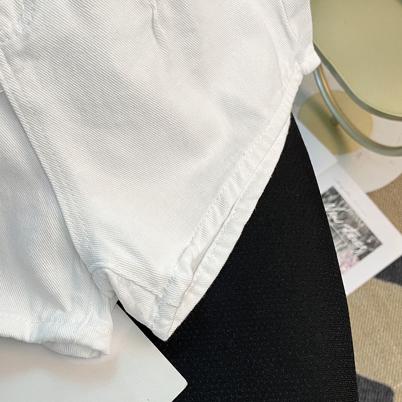 Quần Short denim cotton Ống Rộng Lưng Cao Mẫu Mới Cho Nữ