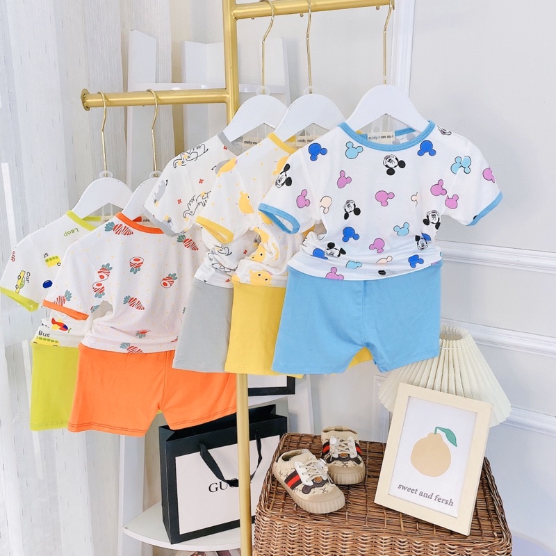 Bộ cộc tay Minky Mom cho bé Free Ship chất thun lạnh siêu mềm mịn, thoáng mát