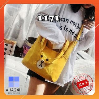 Túi tote - túi đeo vải thời trang in hình gấu cute ah1171