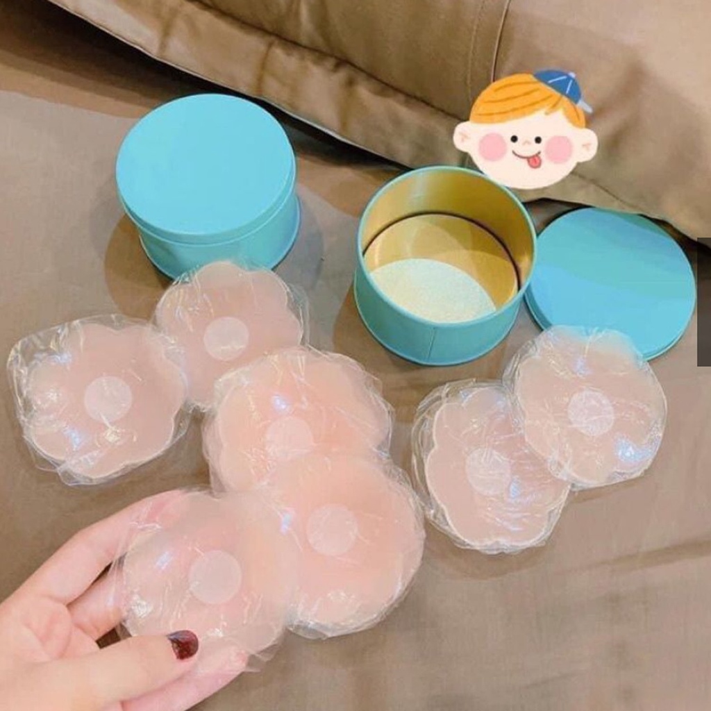 Hộp 5 đôi 10 miếng dán ngực silicon nhũ hoa dán ti dùng nhiều lần cực đẹp