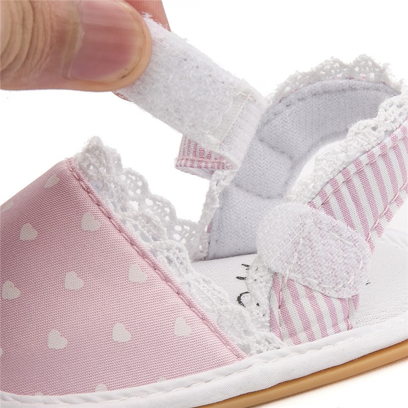 Sandanl bít mũi chân hồng viền ren