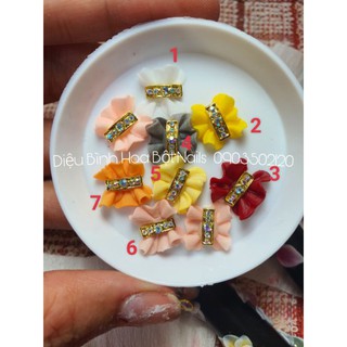 Hoa bột nails- Nơ nhún - Nhụy đính charm cao cấp