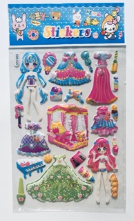 Set 10 bộ Sticker dán nổi búp bê 3D