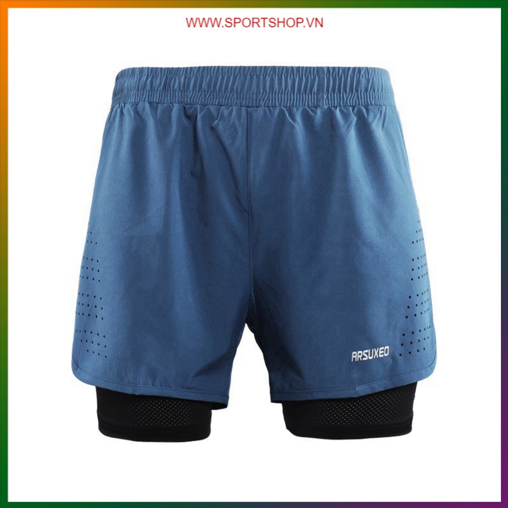 Quần chạy bộ nam ARSUXEO MS01, quần short thể thao 2 lớp (boxer) có túi khóa kéo sau, siêu mềm mại, thoáng khí | BigBuy360 - bigbuy360.vn