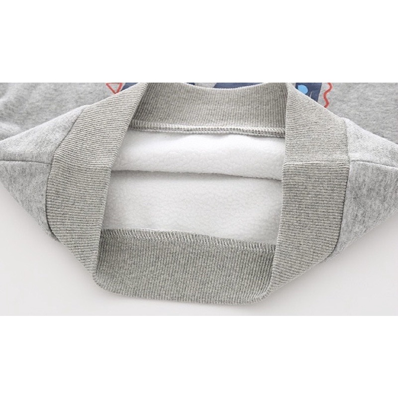 Áo nỉ bông bé trai WAPYPY áo dài tay chất nỉ lót lông cho bé