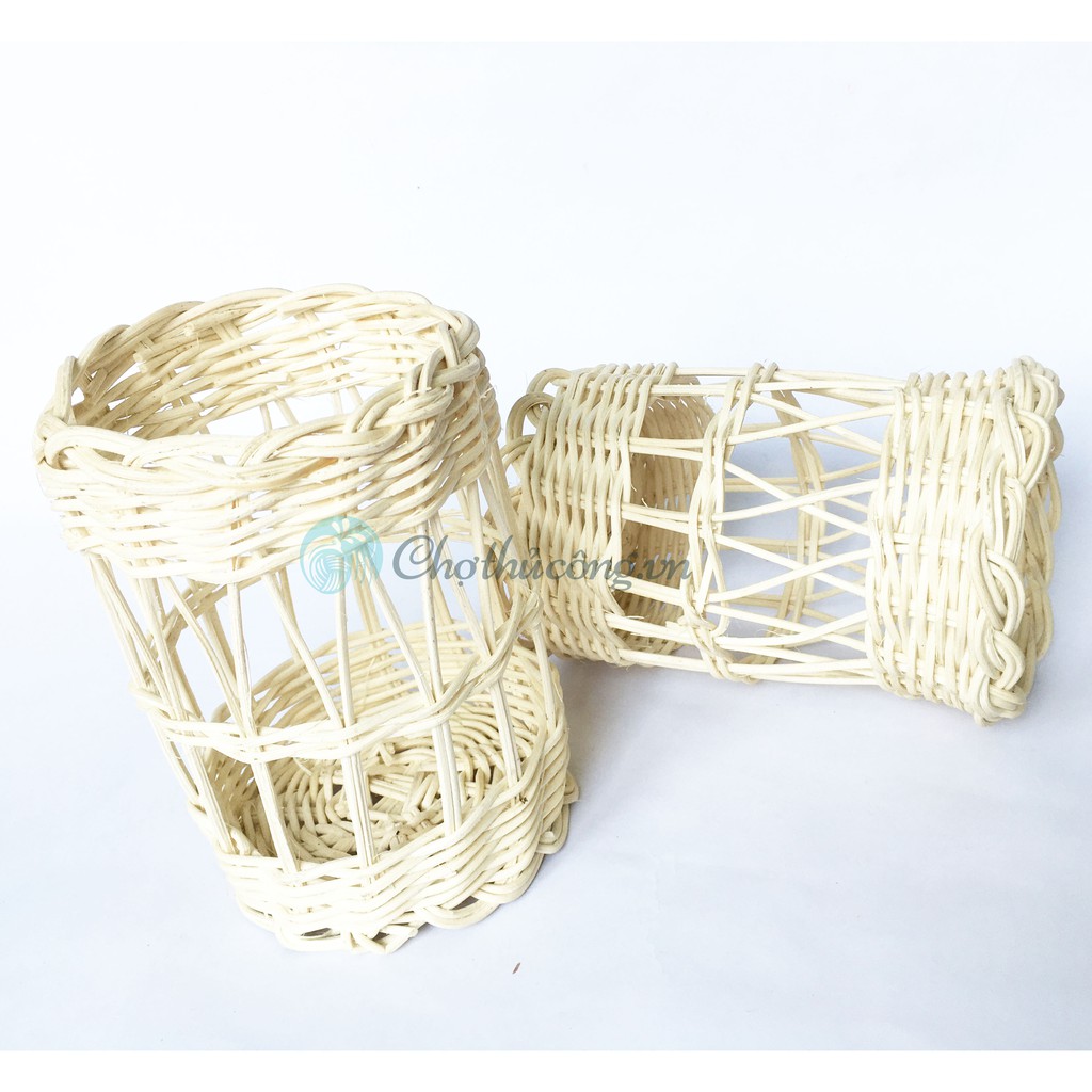 Cốc mây - Lọ mây tròn handmade đan mây tự nhiên 100% KT M10xC15cm đựng ly chai lọ thủy tinh, cắm bút, cắm hoa, decor