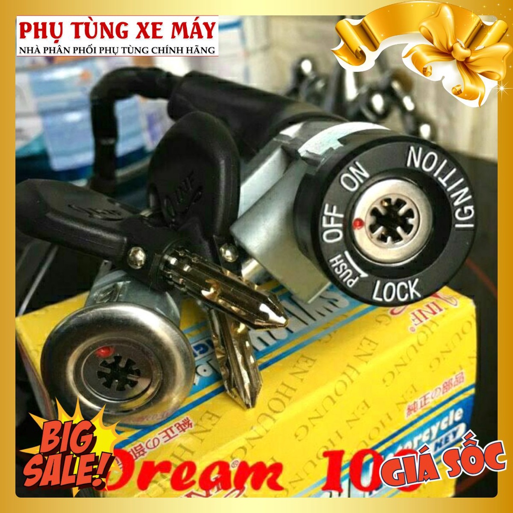 Hàng chất - Giá thật *** Ổ khóa 8 cạnh Dream 50 100cc  (phụ tùng cho Honda Dream các đời, có khóa yên xe máy INF