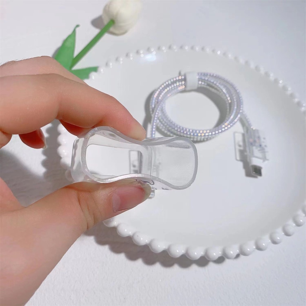 Set phụ kiện bảo vệ bộ sạc bằng silicone mềm trong suốt hình gấu hoạt hình cho compatible for iPhone 12/13 18/20W