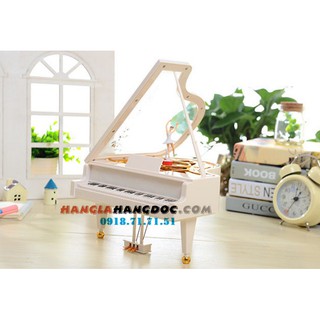 (CỠ LỚN 21x19x11.5cm - CÓ ĐÈN LED) Hộp nhạc piano vũ công ballet, đèn led 7 màu lên dây cót (big size)