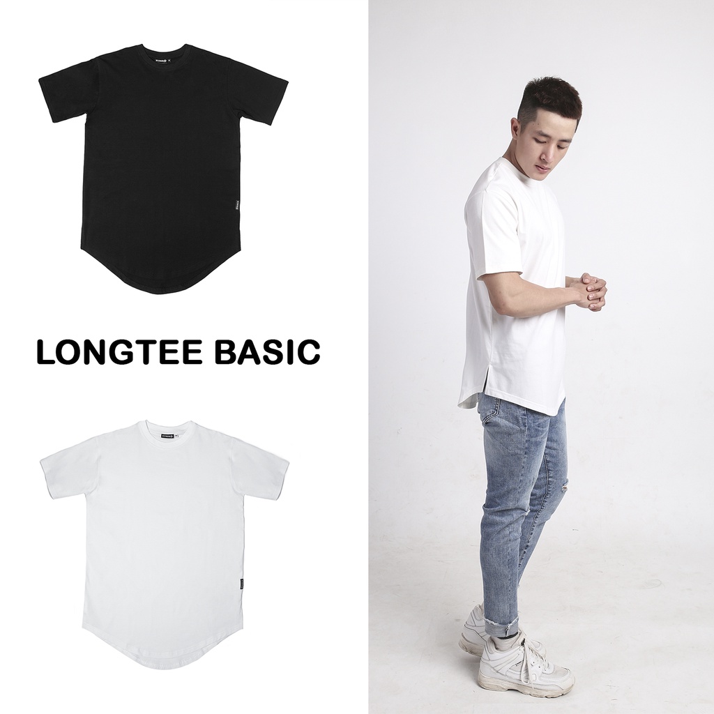 Áo Thun Nam Vạt Bầu Cá Tính HYBER LONGTEE BASIC, Trắng/Đen/Xám