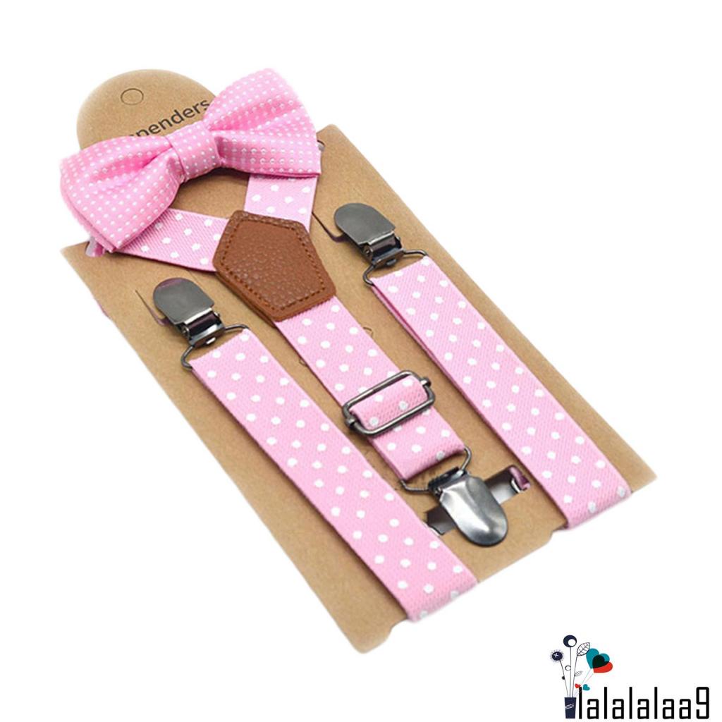 Set Đồ 3 Món Gồm Dây Đai Thắt Nơ Chấm Bi + Dây Đeo + Kẹp Quần Cho Bé Trai