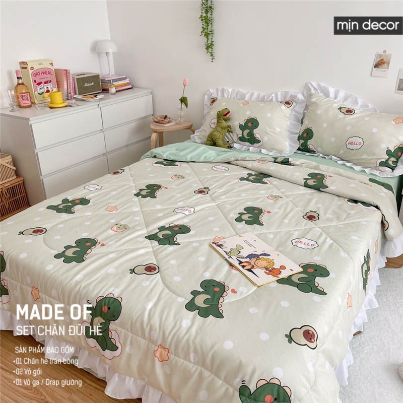 [2021] Set chăn ga gối Cotton Đũi Bèo Mịn Decor - Bộ ga giường chăn trần bông mùa hè mềm mịn phong cách Hàn Quốc