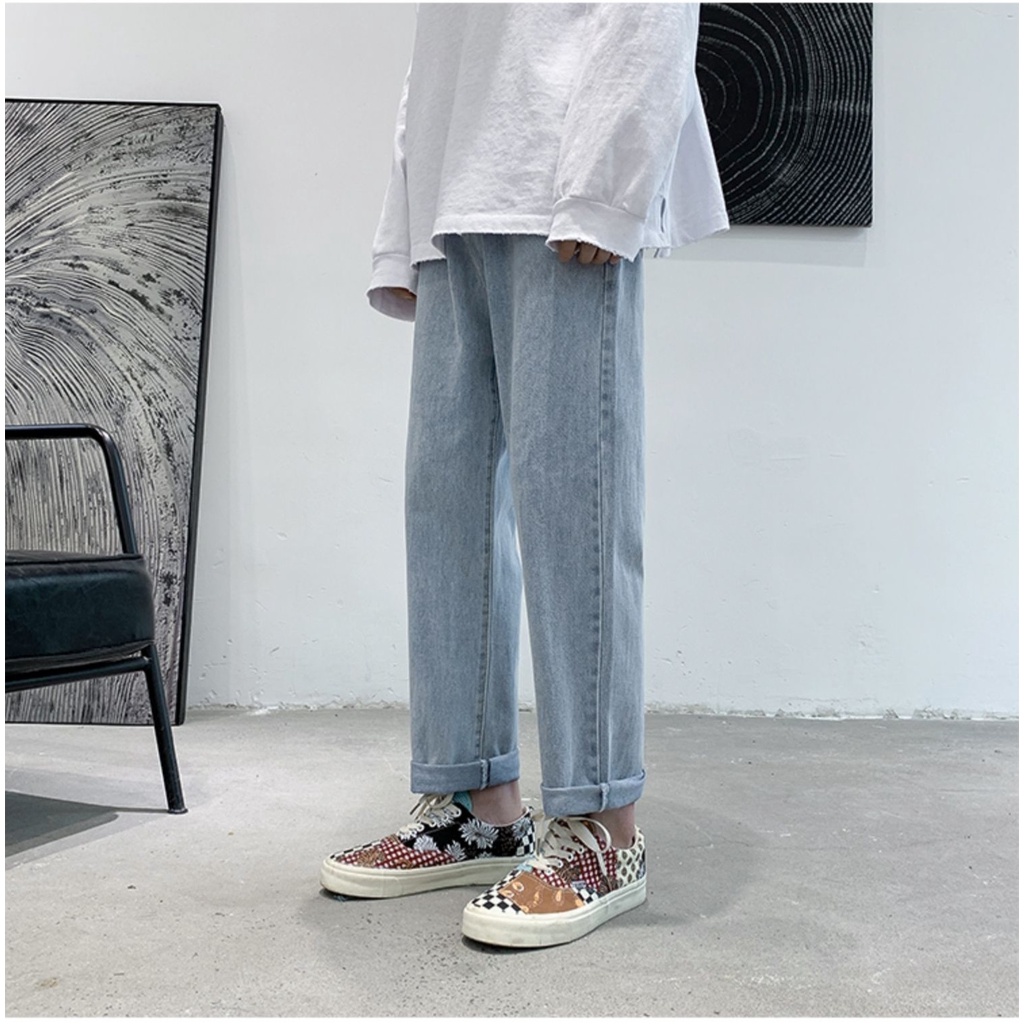 Quần jean nam ống suông rộng dáng baggy jeans vải bò cao cấp không phai màu | BigBuy360 - bigbuy360.vn