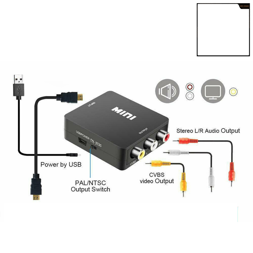 helsinki Portable Mini Full HD 1080P HDMI-compatible to AV RCA Adapter Audio Composite Converter Box