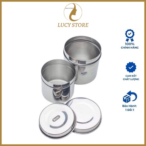 Hũ đựng bông inox size 8 cm dùng trong y tế spa thẩm mỹ viện, lọ inox đựng bông gòn - lucy store thiết bị vật tư spa