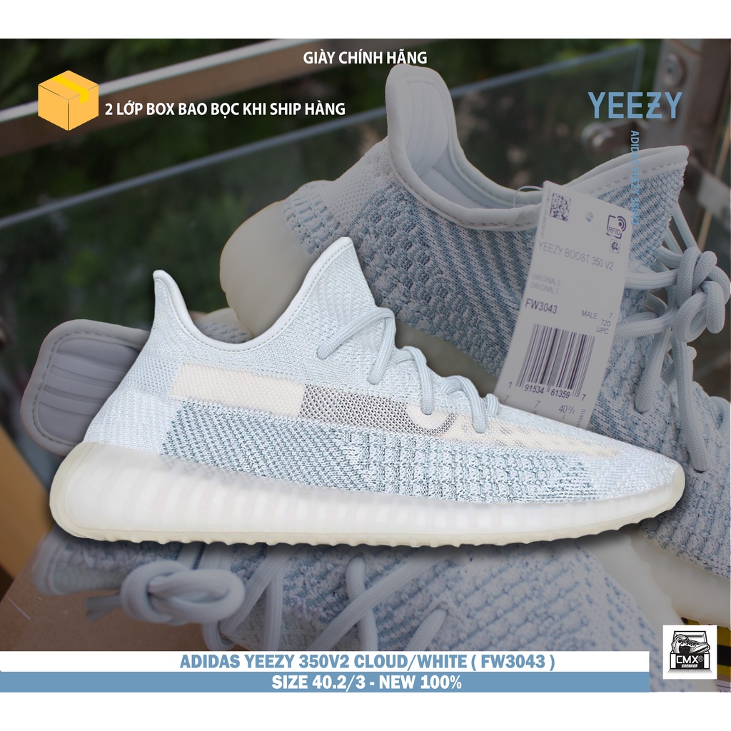 [ HÀNG CHÍNH HÃNG ] GIày Adidas Yeezy350v2 Cloud White ( FW3043 ) - REAL AUTHENTIC 100%