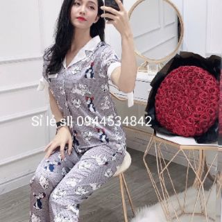 Pijama đồ ngủ lụa tay nơ cao cấp