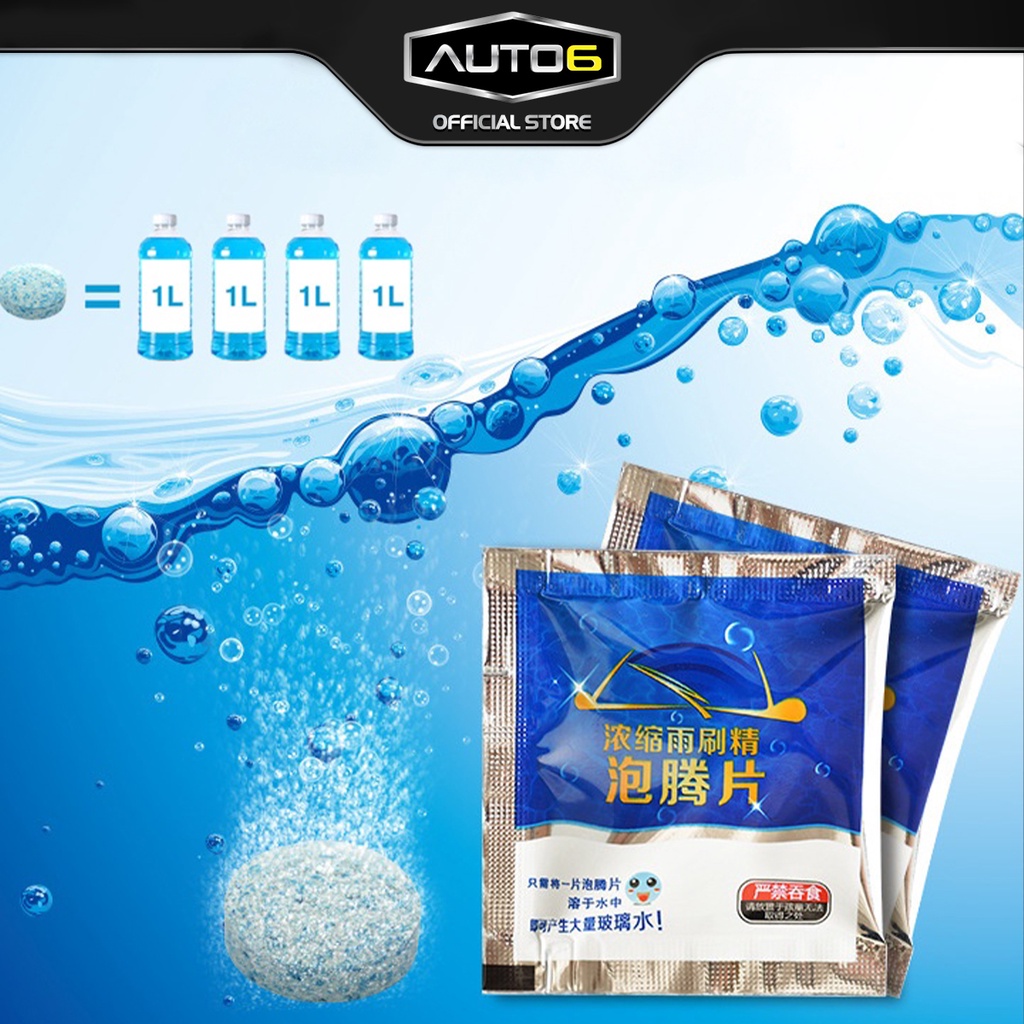 Viên sủi rửa kính ô tô sinh học không mùi an toàn cho da tay - AUTO6