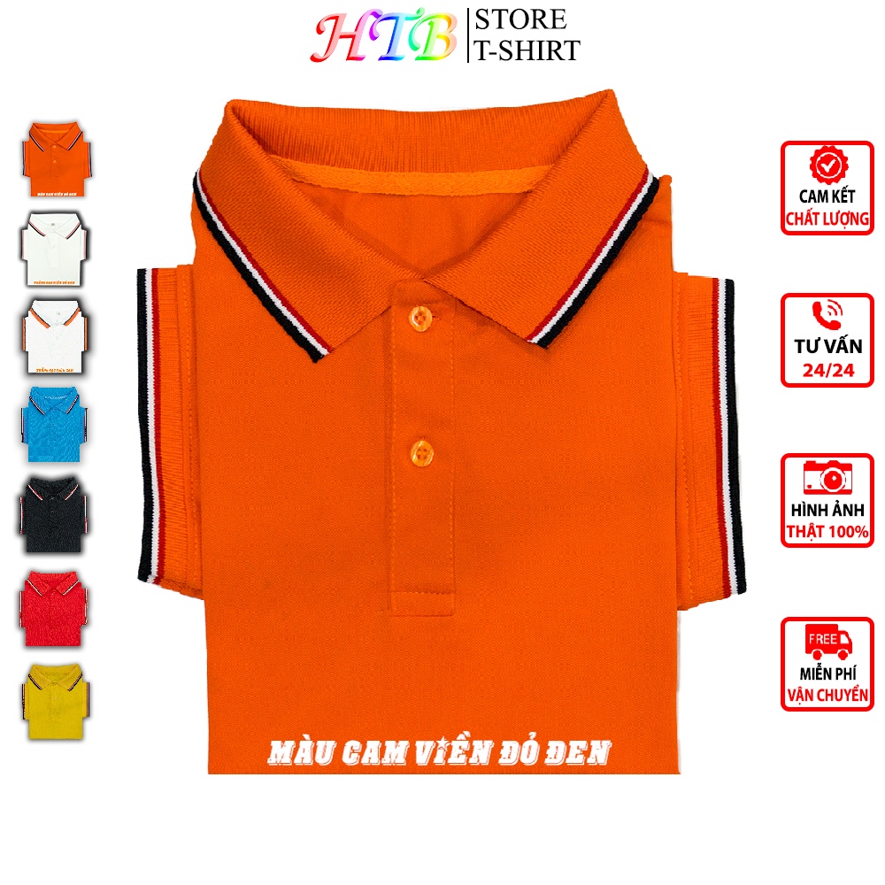 Áo polo nam nữ, áo thun polo nam nữ chất vải poly thái cá sấu, Màu Cam