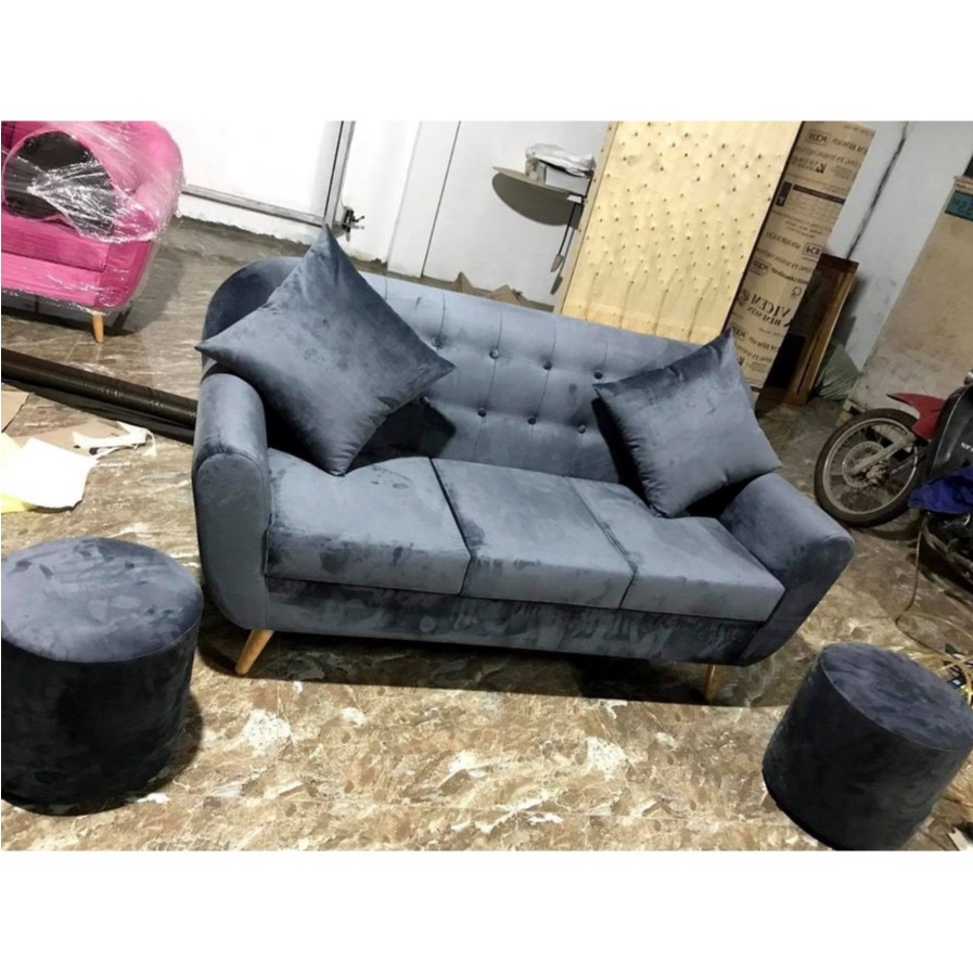 Sofa múi - sofa giá rẻ - sofa mini đẹp FULL BỘ GHẾ VĂNG SOFA + 2 GHẾ ĐÔN + 2 TỰA LƯNG