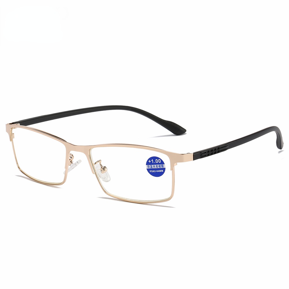 Kính đọc sách chống ánh sáng xanh cho nam mới Chất liệu khung kim loại chất lượng cao Kính đọc bảo vệ bức xạ + 100°(+1.00), +150°(+1.50), +200°(+2.00), +250°(+2.50), +300°(+3.00),