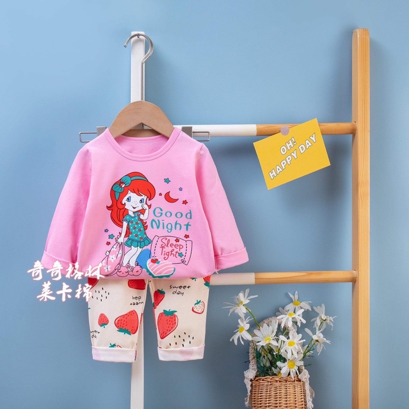( QiQi bé gái 8-15kg) Đồ bộ bé gái quảng châu xuất hàn Quần áo dài tay trẻ em QiQi chất cotton cho bé gái (0-3 tuổi)