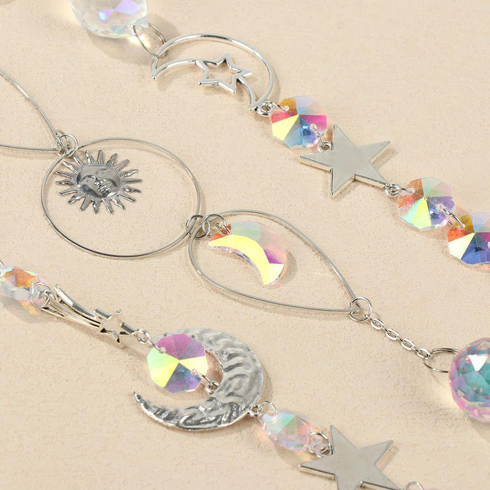 Dreamcatcher Hình Mặt Trăng/Ngôi Sao Sáng Tạo|Viên Pha Lê Màu Cầu Vồng Dùng Trang Trí Rèm Cửa