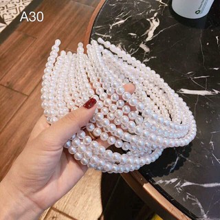 Bờm đính kết ngọc trai nhân tạo kiểu Hàn