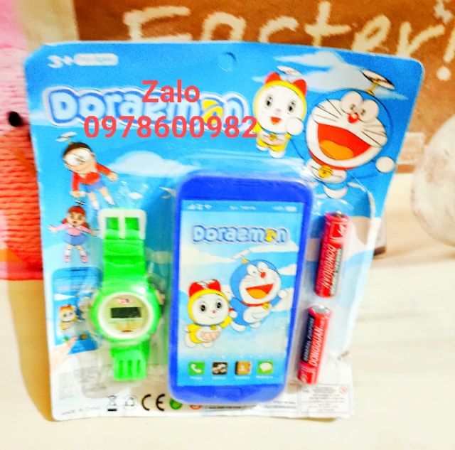 Vỉ đồ chơi 2in 1 điện thoại đồng hồ or kính kèm pin