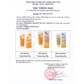 Kem Chống Nắng Fixderma Shadow SPF 50+ Cream 75g Dưỡng Ẩm, Không Nhờn Rít
