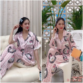 💃bigsize xl-2xl đến 75kg, pijama lụa satin viềnn bèo, có túi quần sâu