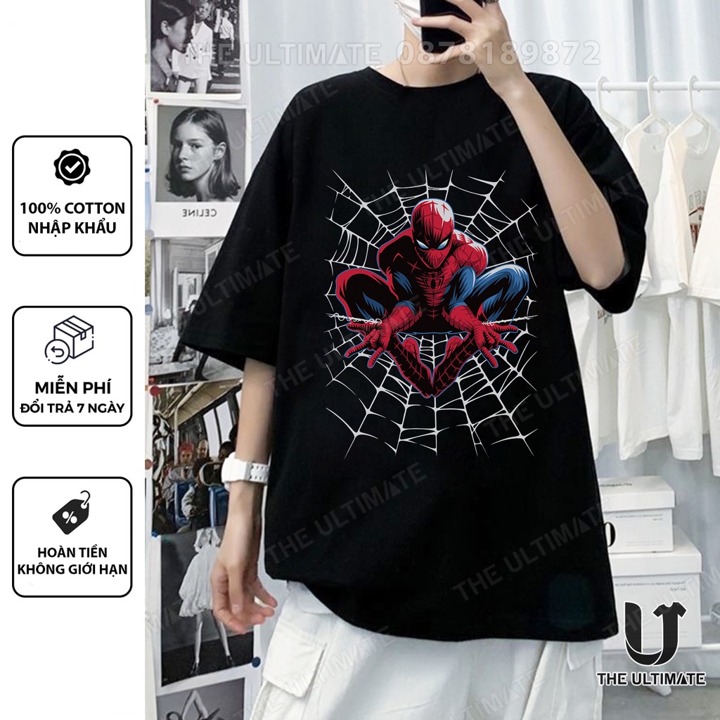 Áo phông spider man form rộng nam nữ áo phông in hình tay lỡ The Ultimate
