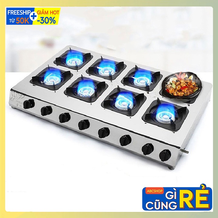 Bếp gas 8 họng - 8 cửa nấu đồ ăn nhanh (hàng loại 1) Siêu bền